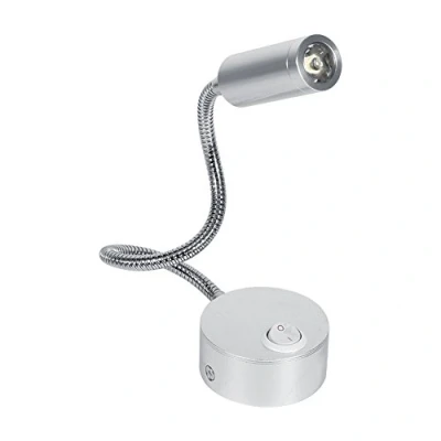 Image of Zerodis LED Bed Lamp, Minimalist Reading Working Light Lamp ON/Off Switch Headboard Wall with Flexible Gooseneck for Headboards, Home Office, Studio, Hotels(6500K Cool White 3W)