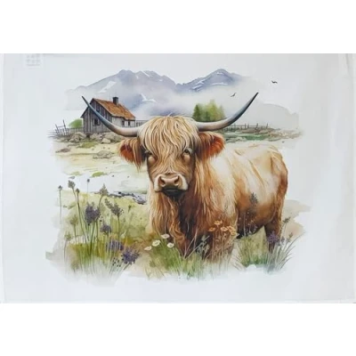 Image of Half a Donkey The Highland Cow Large Cotton Tea Towel