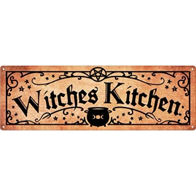 Image of Grindstore Witches Kitchen Slim Tin Sign Orange 30.5x10.1cm
