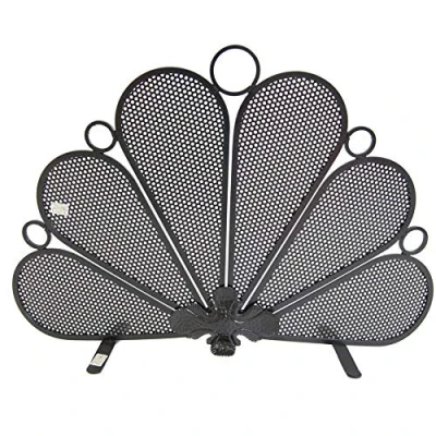 Image of Wrought Iron Fire Screen Peacock cm. 70 x 45
