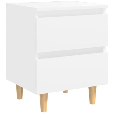 Image of vidaXL Bed Cabinet with Solid Pinewood Legs White Side Nightstand