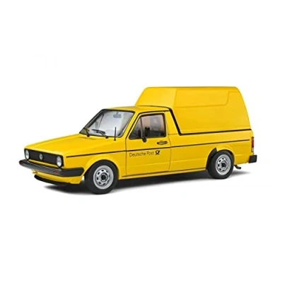 Image of solido S1803505 1:18 1982 Volkswagen Caddy Mk.1 German Post Yellow Collectible Miniature car