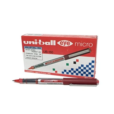 Image of Uni ball UB 150 Eye Micro Rollerball Pens, Red Super Ink, .5mm Nib, Box of 12