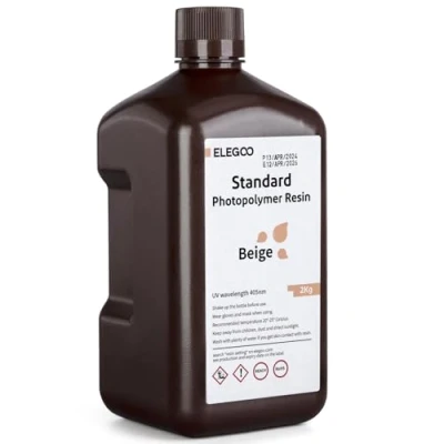 Image of ELEGOO 3D Printer Resin 2KG Beige, Standard 405nm Rapid UV Curing for LCD Fast Photopolymer LCD/DLP