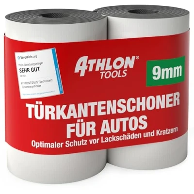 Image of ATHLON TOOLS 2 rolls of FlexProtect garage wall protection, each 79’’ (2m) long, extra thick car door edge guard, self adhesive, water resistant (Black)