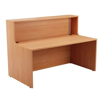 Image of Office Hippo Reception Desk Unit, Table, Office, Beech, 146 x 89 116.5