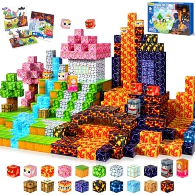 Image of COOLJOYA Magnetic Blocks 150 PCS Building Blocks, Construction Toys for Montessori Birthday Gifts, STEM Sensory Boys Girls Age 3 4 5 6 7 8 9 10 Stowable