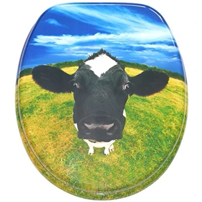 Image of Soft Close Toilet Seat Stable Hinges Easy to Mount Cow