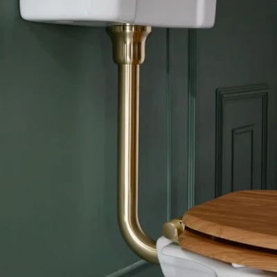 Image of Milano Elizabeth Traditional Bathroom Low Level Cistern Toilet WC Flush Pipe Kit Brushed Brass