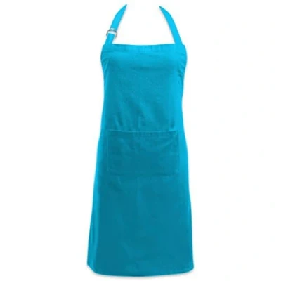 Image of DII 100% Cotton, Colorful Unisex Bib Chef Kitchen Apron, Adjustable Neck &amp; Waist Ties, Front Pocket, Durable, Comfortable, Perfect for Cooking, Baking, BBQ Neon Blue