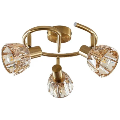 Image of Lindby Kosta ceiling light, 47 cm, 3 bulb, brass coloured