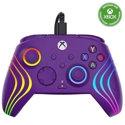 Image of Turtle Beach Afterglow Wave Controller Purple Wired RGB Gaming Licensed for Xbox Series X or S, One and Windows Mappable Buttons, Hall Effect Hair Triggers, Audio Controls