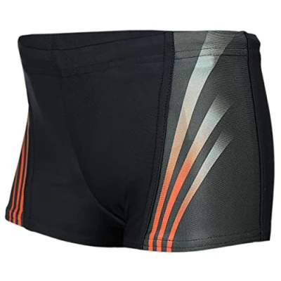 Image of Aquarti Boy&#039;s Swimming Trunks Contrast Stripe Boxer, 16101 Black/Red, 152