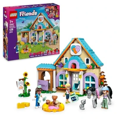 Image of LEGO Friends Horse and Pet Vet Clinic Set for Kids, Animal Role Play Toy with 3 Character Mini Dolls, plus Cat &amp; Dog Figures, Birthday Gift 6+ Year Old Girls 42651