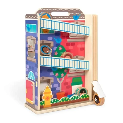 Image of Melissa &amp; Doug GO Tots Wooden House Tumble with 3 Discs Toddler Toys Toy for Infants 6 Month Baby Rolling Babies 0+ Gift Boys or Girls