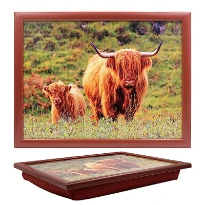 Image of Lesser &amp; Pavey Cushioned Lap Tray Lovely Trays With Padded Cushion, Perfect For Eating On The Sofa Homes Cow Calf