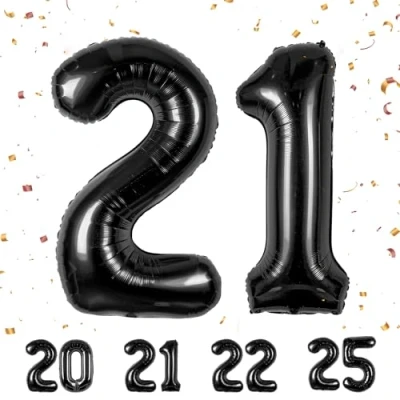Image of Number Balloons 21,Black 21 Balloon 40 Inch Giant Helium Foil for Boys Girls 21th Birthday Party Decor Anniversary Decorations Supplies