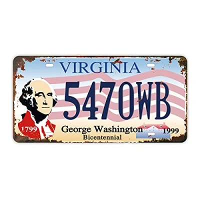 Image of Panguru Replica Vintage Style License Plate, Embossed Novelty Metal Number Tags, Prop Vanity Car Registration Plates, 12x6 Inch (Virginia)
