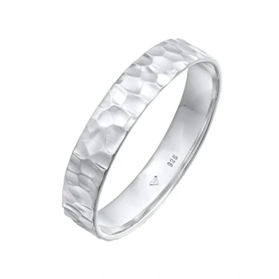 Image of Kuzzoi 0604962922 Men&#039;s Ring (4 mm) Solid Handmade, Band for Men Made of 925 Sterling Silver, Wedding Ring, Engagement Friendship Hammered Size 60 66,