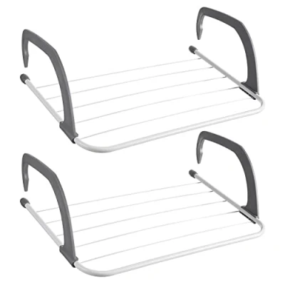 Image of Rainberg 5 Bar Radiator Clothes Airer Rack, Foldable with Adjustable Arms, Laundry Dryers Clothes, Hanging Drying Rack (Pack of 2)