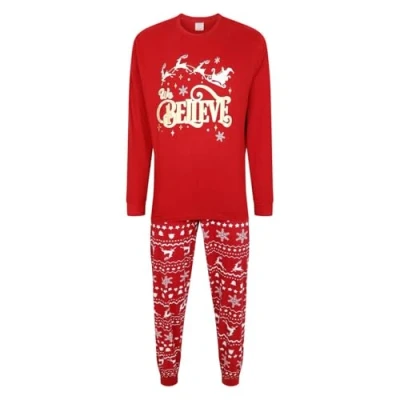 Image of Ex UK Store Family Christmas Pyjamas Matching Xmas Festive PJ Sets Kids Ladies Mens New (BLV S)