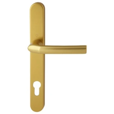 Image of Hoppe Gold &#039;Birmingham&#039; Pair Handle 92PZ or 92mm Sprung Lever UPVC Door Set, PVC PVCu centre to fixings 122mm