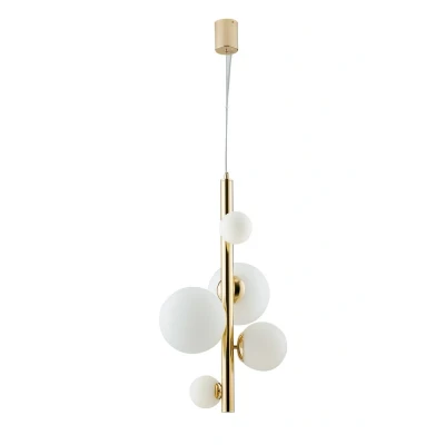 Image of Hera Globe Ceiling Pendant, Gold, Opal, G9