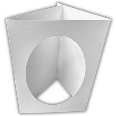 Image of 5 Pack A6 White Oval Aperture Card Blanks &amp; Envelopes, Tri Fold 300gsm
