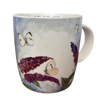 Image of Alex Clark Butterflies and Buddleia Mug Wildflowers Original Artwork Cup for Nature Lovers Gift Ideas Perfect Coffee &amp; Tea Vegan Friendly Designed in The UK...