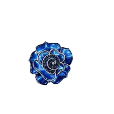 Image of Blue Rhinestone Rose Flower Brooch Crystal Pin Plant Elegant Badge Wedding Bridal Party Jewelry Gifts