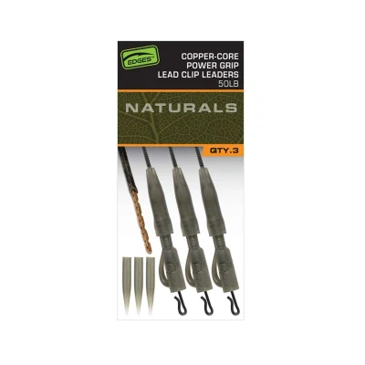 Image of Fox Edges Naturals Copper Core Power Grip Lead Clip Leaders (3pcs) Carp rig