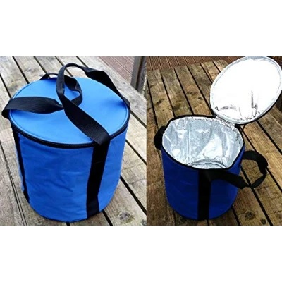 Image of 14L INSULATED &amp; COLLAPSIBLE BAIT BUCKET COOL BAG WITH ZIPPED LID