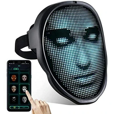 Image of LED Mask with App Bluetooth Programmable Customized, Electronic Digital Light Up DIY Halloween for Adults, Scary Costume Cosplay Parties Carnival Gift Adult Kid
