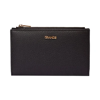 Image of grande 2804 Genuine Leather Medium Bifold Wallet for Women Minimalist Ladies Zippered Mini Purse Small Card Holder (Black)