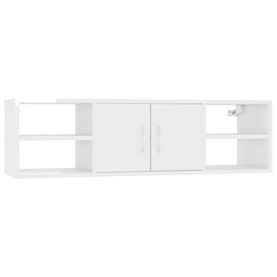 Image of vidaXL Wall Shelf Indoor Furniture Mounted Cabinet Kitchen Bookcase Hanging TV Display CD Chipboard High Gloss White