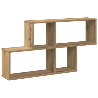 Image of vidaXL wall shelf floating storage display artisan oak engineered wood for living room/bedroom 100x18x53 cm, modern design