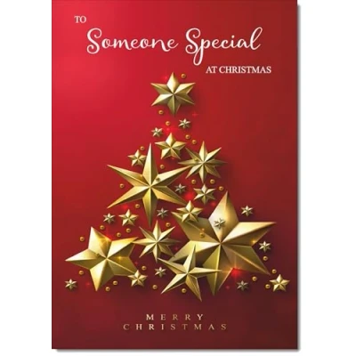 Image of doodlecards Someone Special Christmas Card Gold Star Tree Large A4 Size for with Plain Envelope