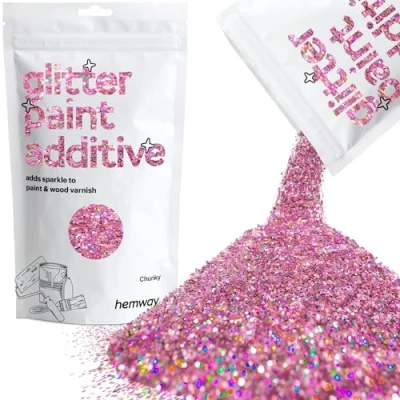 Image of Glitter Paint for Walls Pink Holographic Additive Emulsion Latex Acrylic Sparkles Chunky Interior Painting 100g / 3.5oz