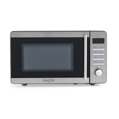 Image of Salter EK5746 20 Litre Digital Microwave 60 Minute Timer, Defrost Function, 27cm Turntable, Even Cooking, Time/Weight Controls, Instant Start, 45.1 x 35.4 25.8 cm, Stainless Steel Finish, 800W