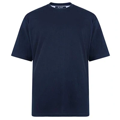 Image of KAM New Mens Big King Sizes Basic Plain Crew Neck T Shirt Tee Navy 5XL