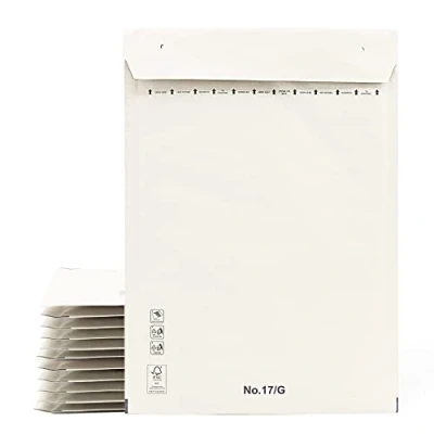 Image of Padded Envelopes, Mailing Paper Bags with Bubble Inside, White, Peel and Seal Ofiturie (10 270 x 360 mm)