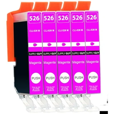 Image of 5 Ink Cartridges compatible with Canon CLI 526 Magenta for Pixma IP4850 IP4950 IX6550 MG5140 MG5150 MG5200 MG5240 MG5250 MG5300 MG5340 MG5350 MG6150 MG6250 MG8150 MG8240 MG8250 MX715 MX885 MX895