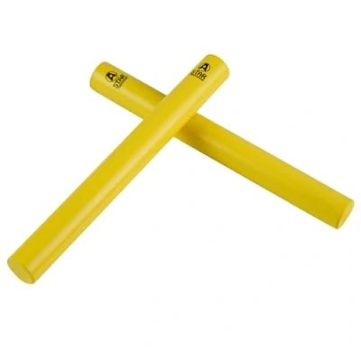 Image of A Star Yellow Wood Claves, 20cm 2Pcs/Pair Handheld Rhythm Sticks, Wooden Percussion Instrument