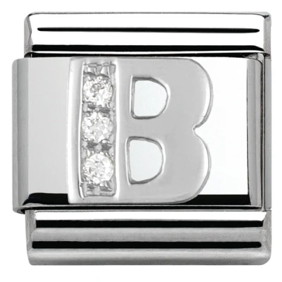 Image of Nomination Silver Cubic Zirconia Letter Charm B