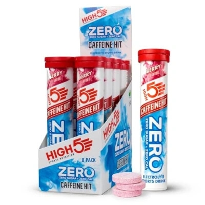 Image of HIGH5 ZERO Caffeine Hit ElectrolyteTablets, Hydration Tablets Enhanced with Vitamin C, 0 Calories &amp; Sugar Free, Boost Hydration, Performance Wellness, Berry, 160 (20x, Pack of 8)