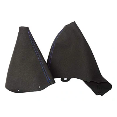 Image of The Tuning Shop Ltd Gear Handbrake Gaiter Compatible with Mini Cooper S One R50 R53 Suede Blue Stitching