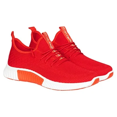 Image of Crosshatch New Mens Boys Trainers Lace up Lightweight Running Sports Gym Shoes Sneaker UK Red 8