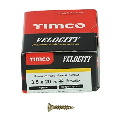 Image of TIMco 35020VY PZ2 CSK ZYP Velocity Screw 3.5 x 20 Yellow (Box of 200)