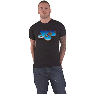 Image of Yes T Shirt Classic Blue Band Logo Official Mens Black M