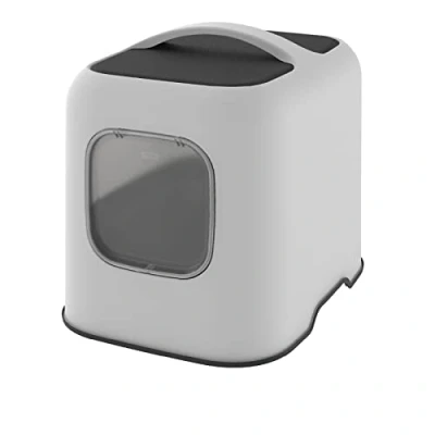 Image of Rotho MyPet Biala Cat Litter Tray with Cover and Scoop, Plastic (PP Recycled), White, 51.0 x 39.5 44.3 cm